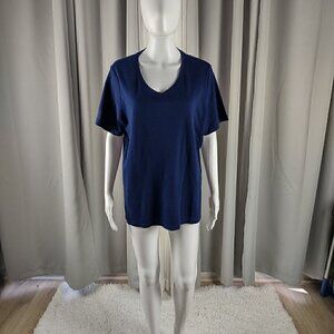 Kim Rogers Women's Curvy Short Sleeve Crew Neck Blue 100% Cotton T-Shirt Size 1X